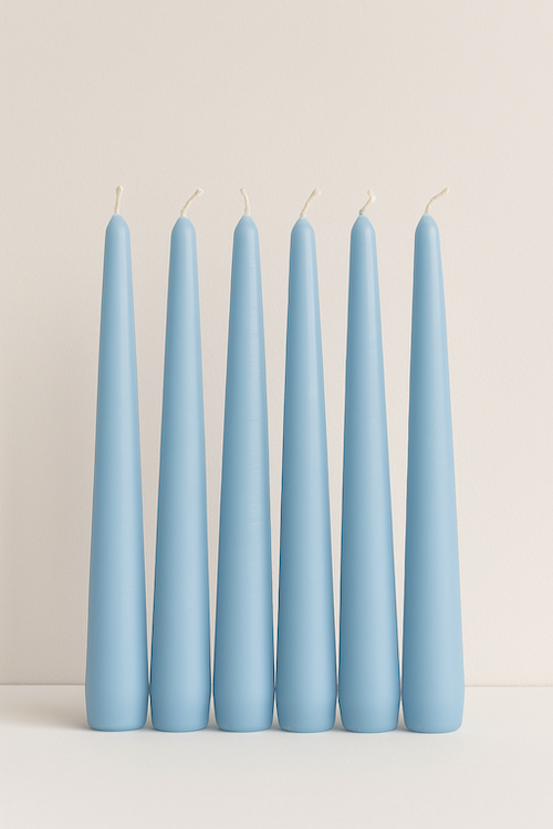 Babyshower/Genderreveal | 6 dinerkaarsen babyblauw