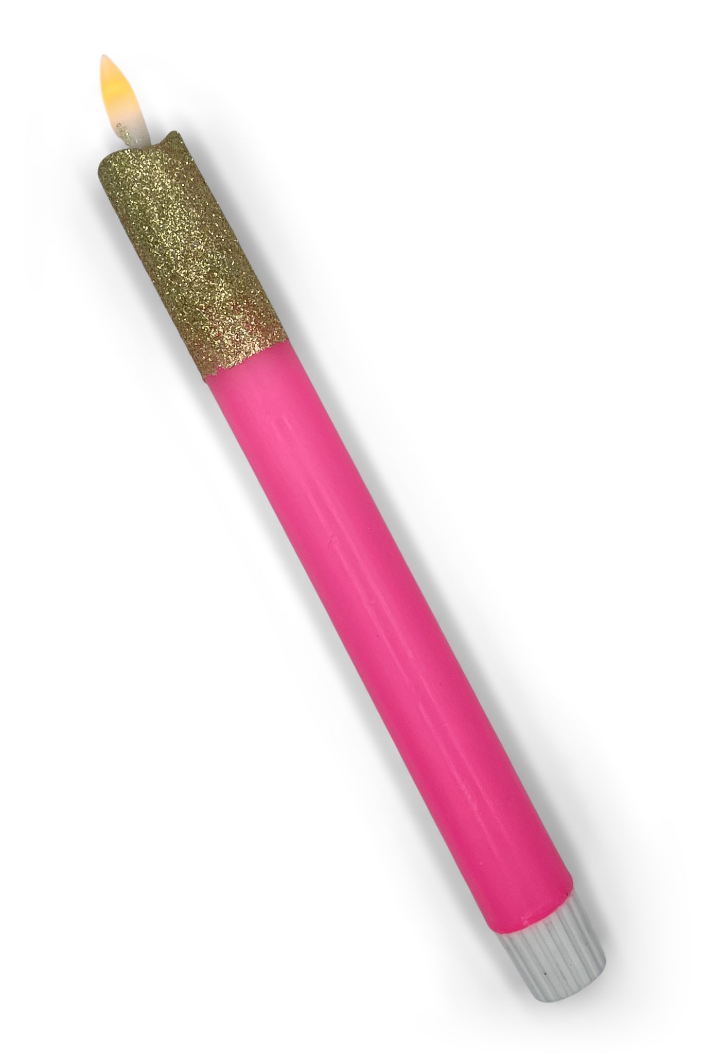 LED-kaars neon | roze met gouden glitters
