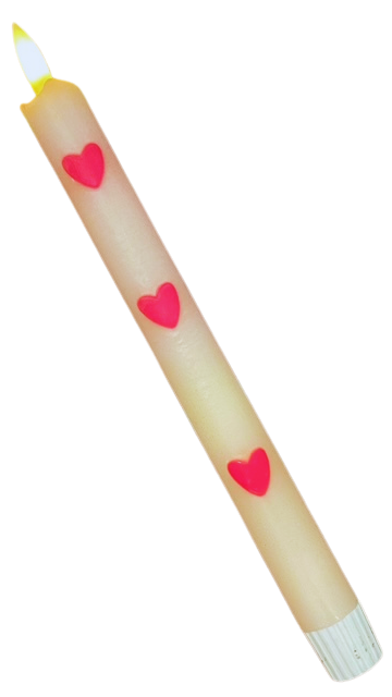 LED kaars | pastel roze en pastel oranje met hartjes