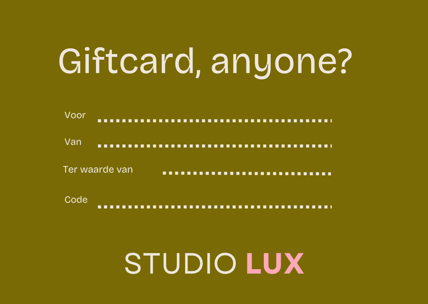 Cadeaubon van Studio Lux €30