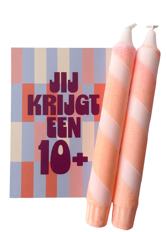 Juffen- en meestercadeau | 2 dinerkaarsen + kaartje