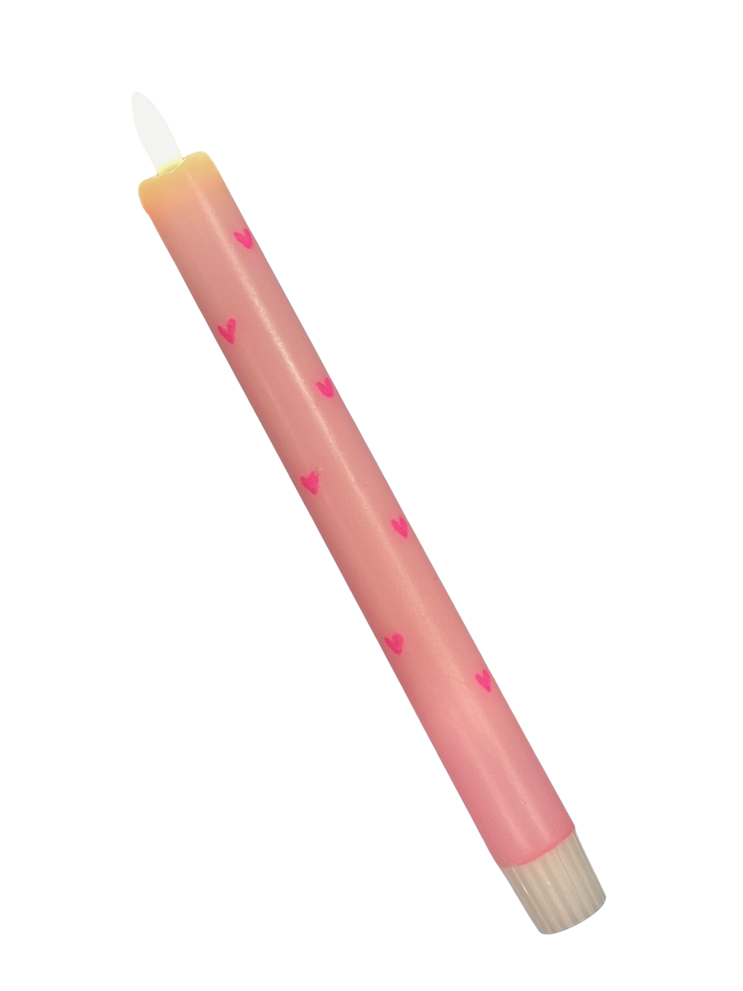 LED-kaars | pastel roze met kleine neon roze hartjes