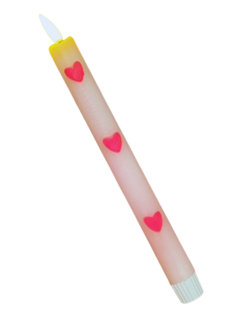 LED kaars | pastel roze met hartjes