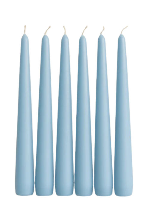 Babyshower & Gender Reveal Dinerkaarsen | Babyblauw (6 stuks)