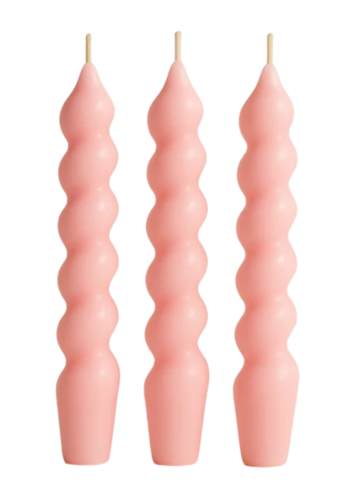 Babyshower & Gender Reveal Swirl Dinerkaarsen | Babyroze (3 stuks)