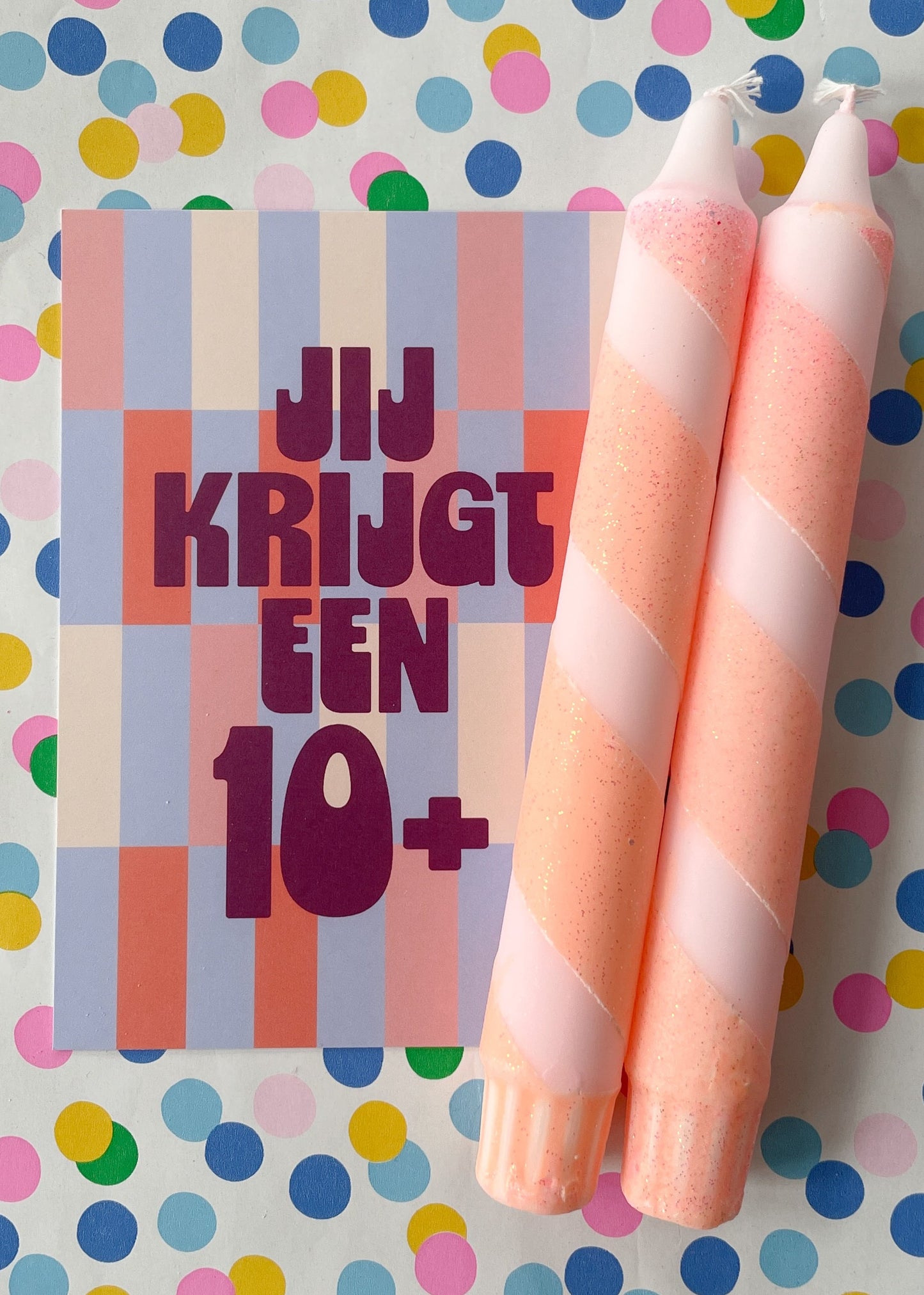 Juffen- en meestercadeau | 2 dinerkaarsen + kaartje