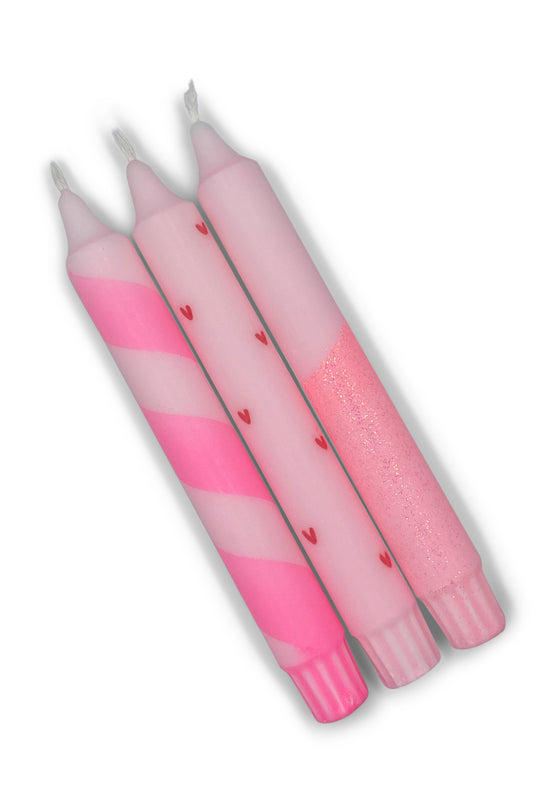 Cadeauset dinerkaarsen mix | pastel roze