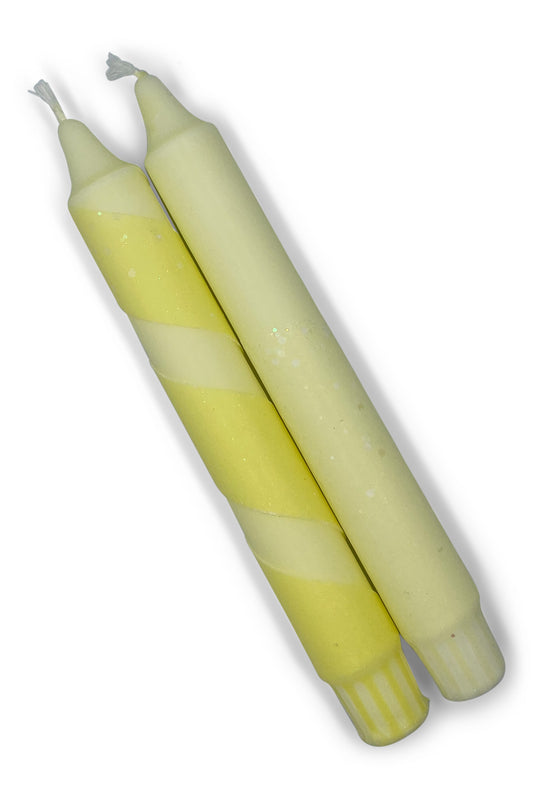 Cadeauset dinerkaars glitter | pastel geel
