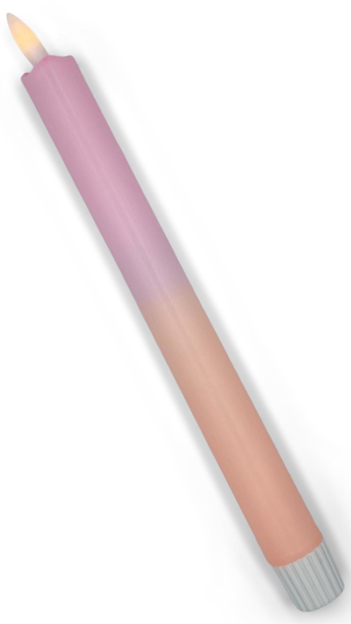 Roze LED-kaars in pastel roze en oranje met timerfunctie, sfeervolle kaars op batterij voor een veilig en gezellig interieur.
