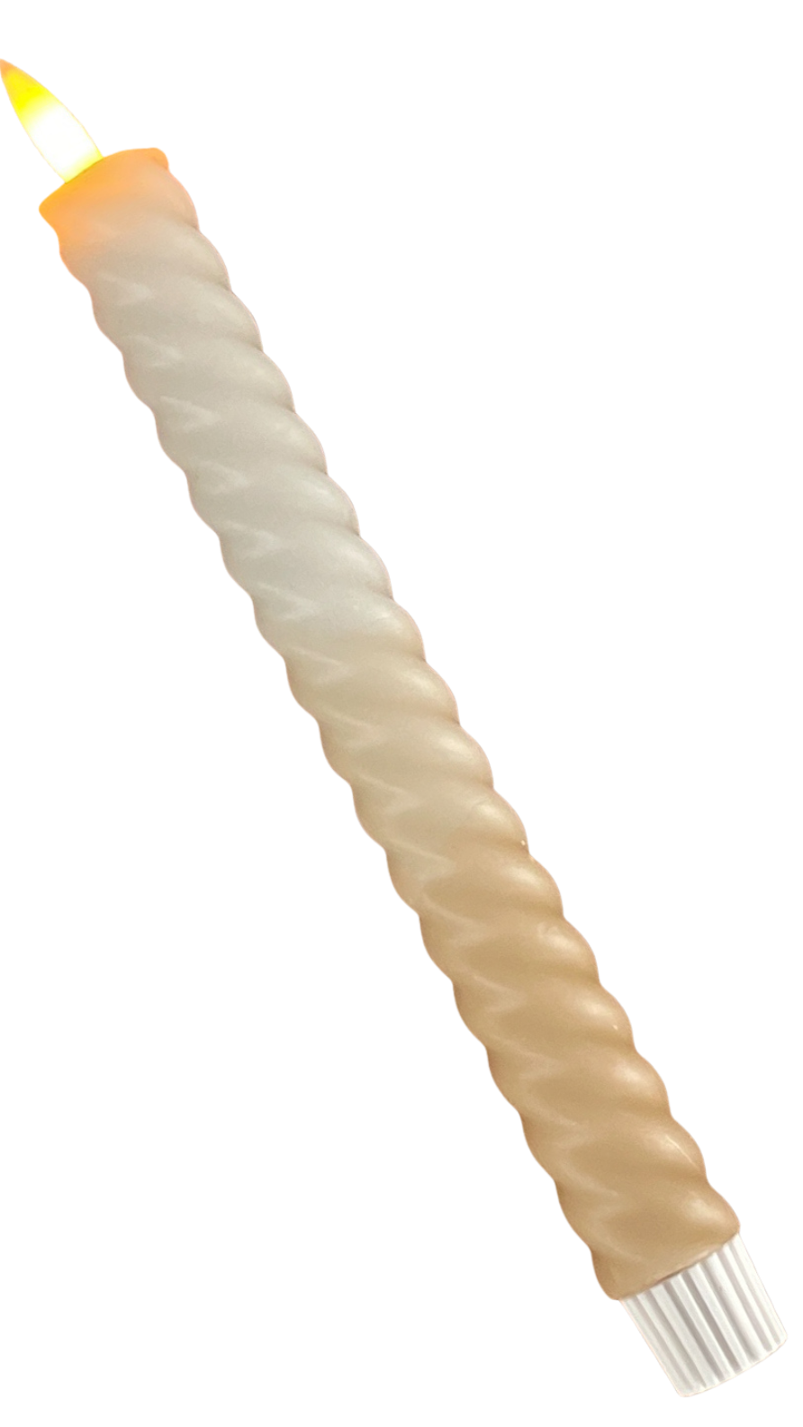 Beige LED-kaars swirl met timerfunctie, sfeervolle kaars op batterij voor een veilig en stijlvol interieur.
