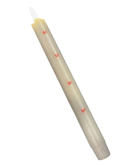 LED-kaars | parelmoer met kleine rode hartjes