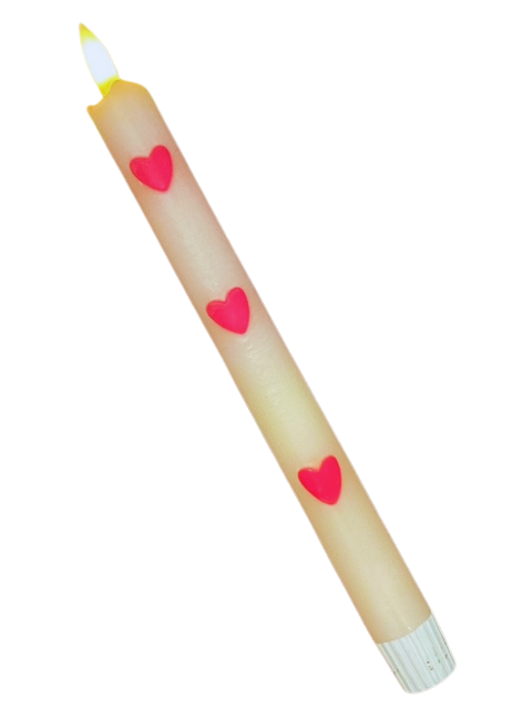 LED kaars | pastel roze en pastel oranje met hartjes