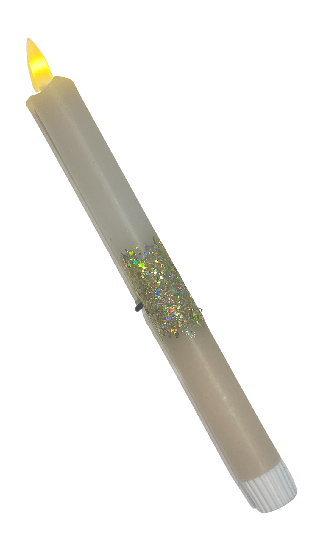 LED-kaars | Ecru & Beige met Glitter