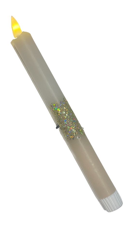 LED-kaars | Ecru & Beige met Glitter