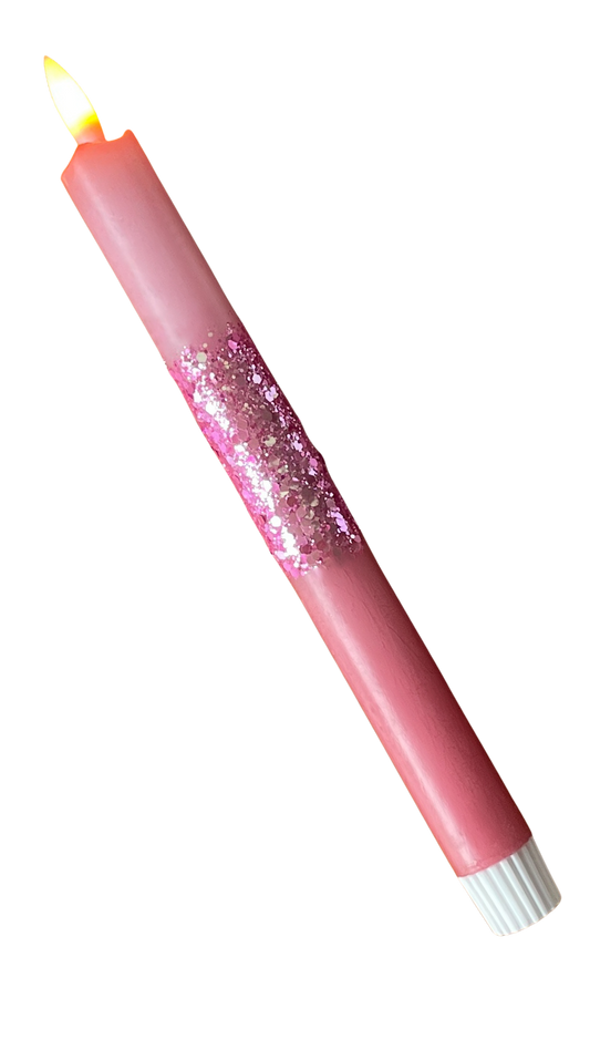 LED-kaars | Oud Roze & Robijnrood met Glitter en Timer