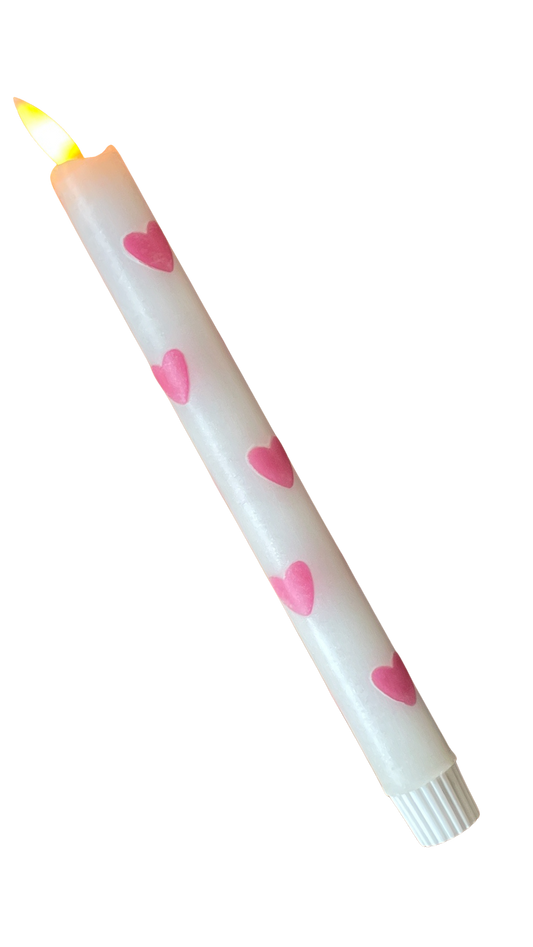 LED-kaars | Parelmoer met roze hartjes