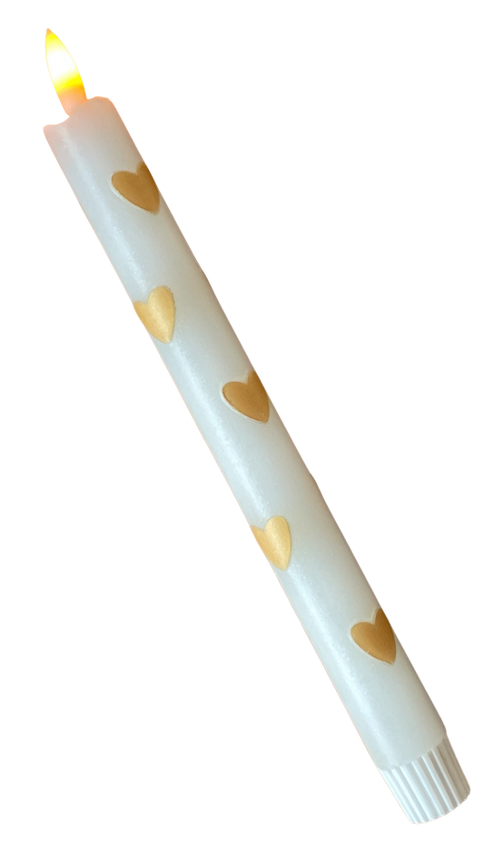 LED-kaars | Parelmoer met Gouden Hartjes en Timer