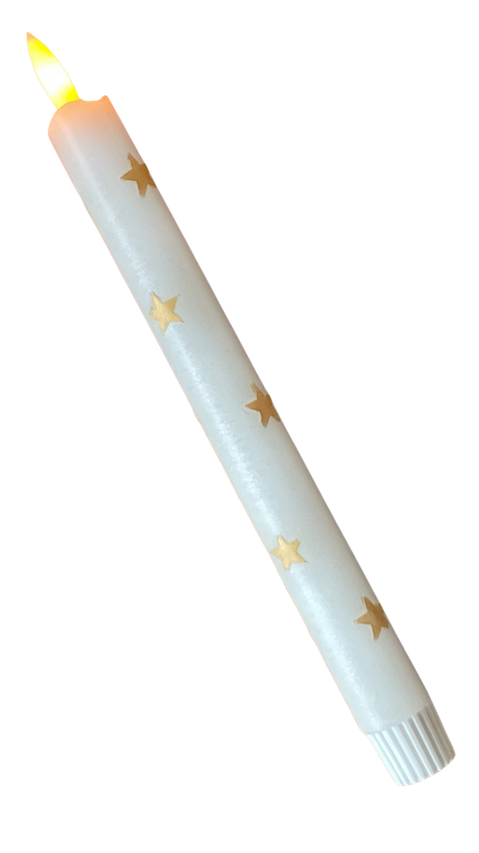 LED-kaars | Parelmoer met Gouden Sterretjes en Timer
