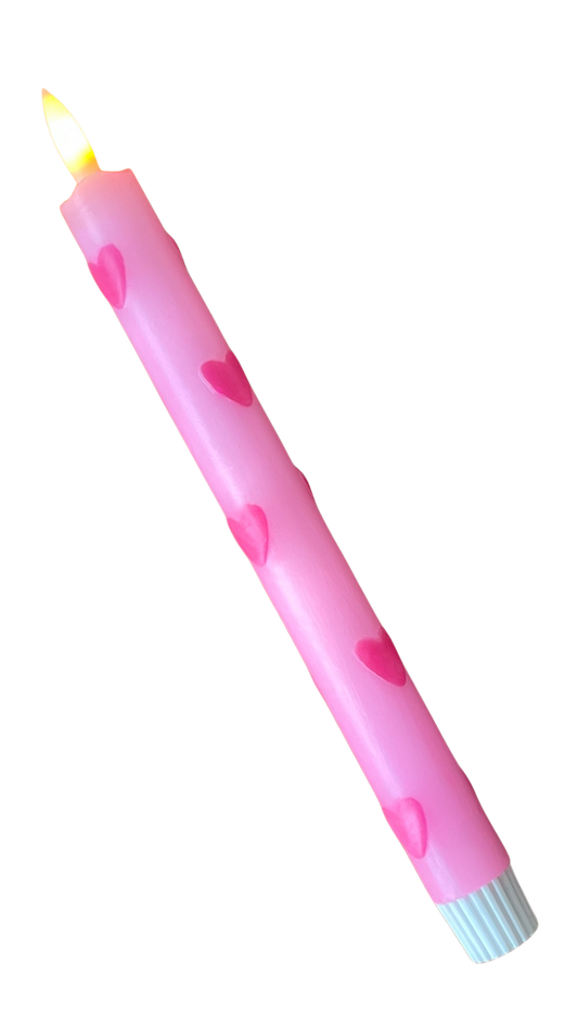 LED kaars | pastel roze met hartjes
