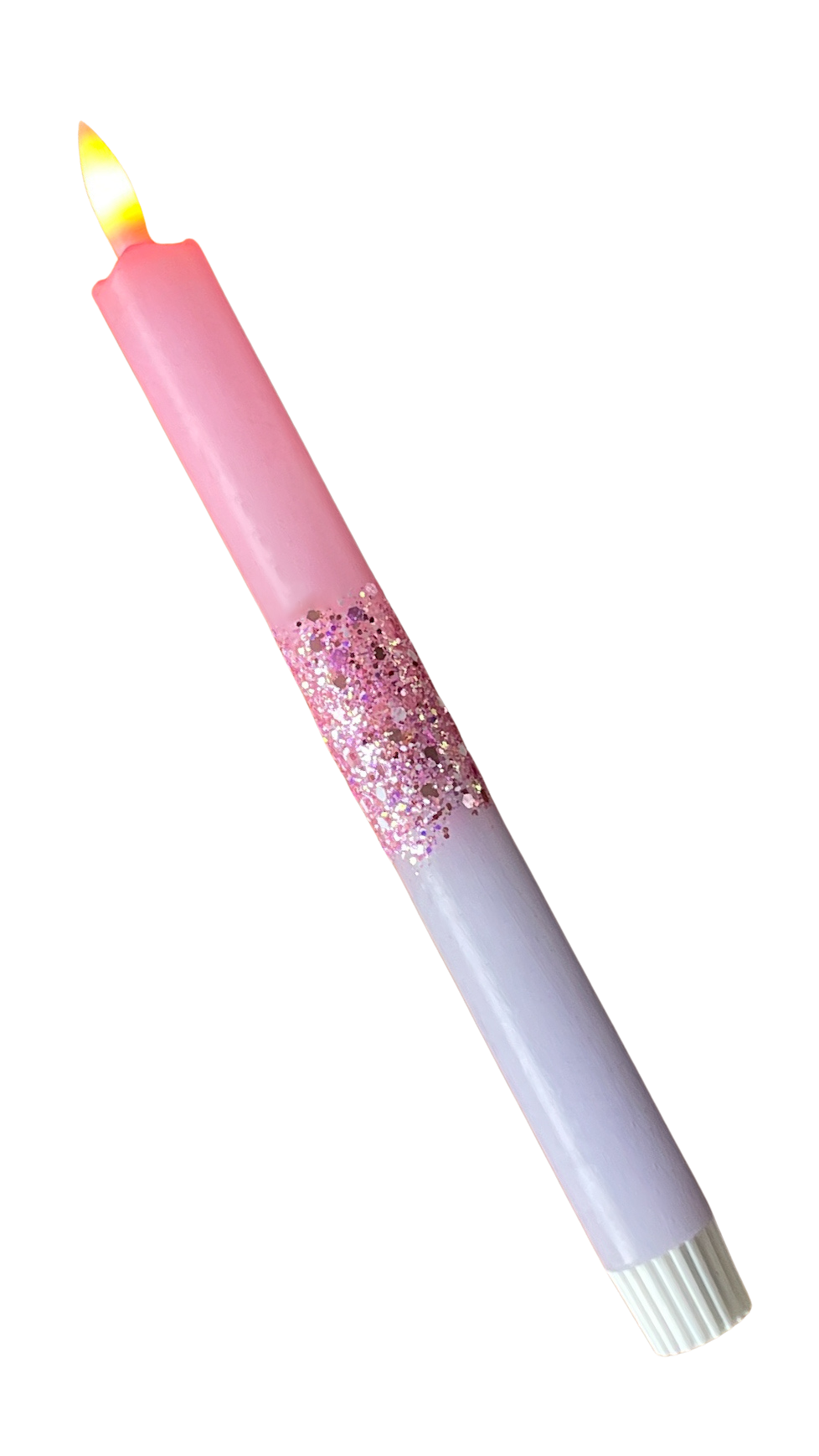 LED-kaars | Pastel Roze & Lila met Glitter en Timer