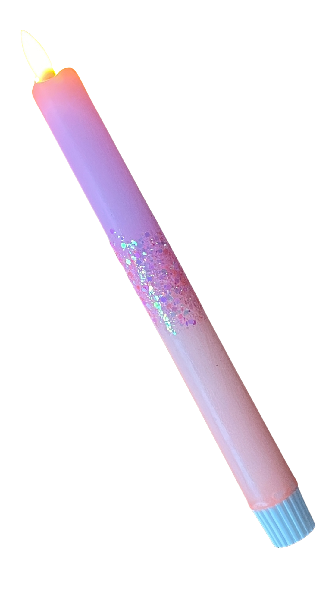 LED-kaars | pastel roze, pastel oranje & glitter met timer