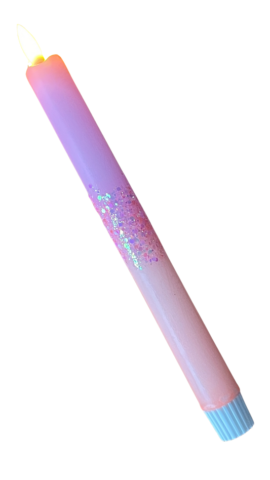 LED-kaars | pastel roze, pastel oranje & glitter met timer