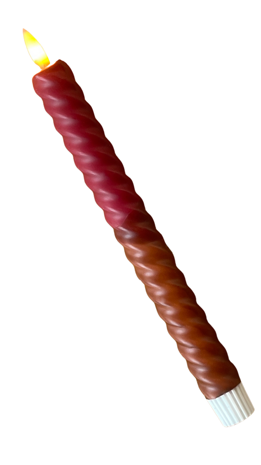 LED-kaars swirl | Burgundy & Bruin met Timer