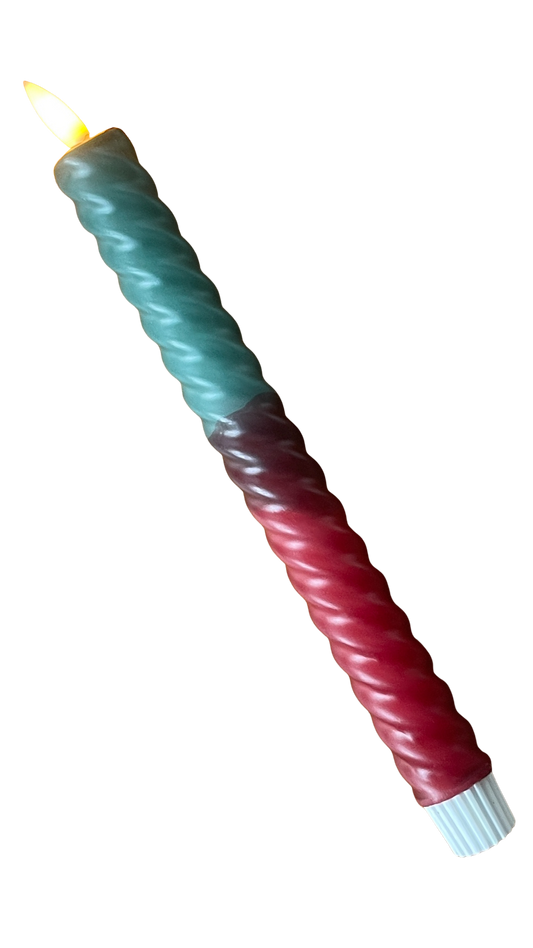 LED-kaars swirl | Donkergroen & Burgundy met Timer
