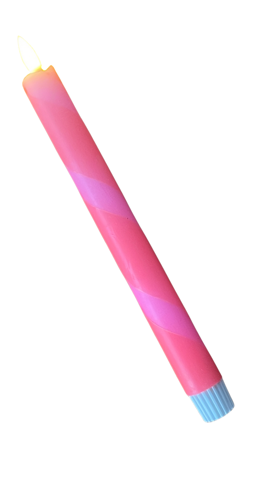 LED-kaars swirl | neon oranje & neon roze met timer