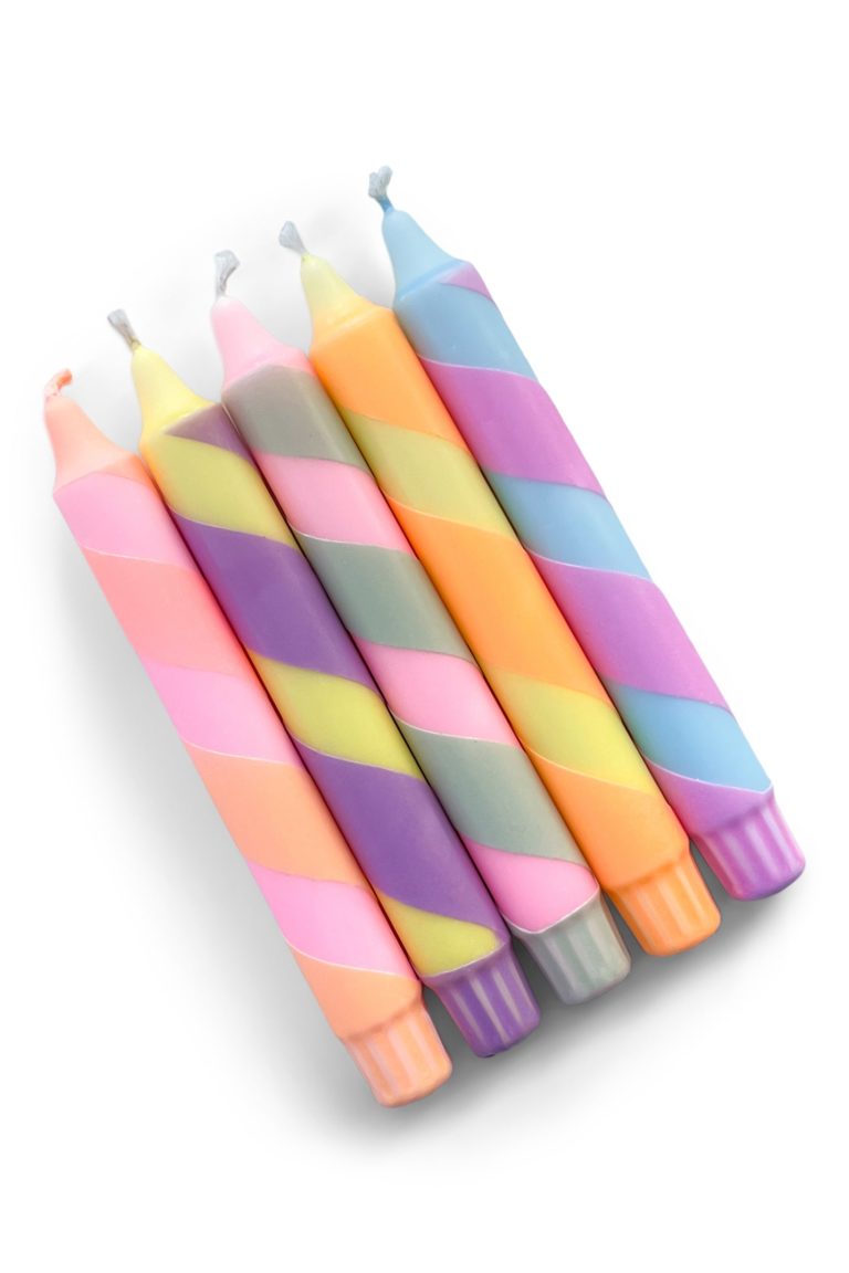 Cadeauset dinerkaars pastel | swirl 5 stuks