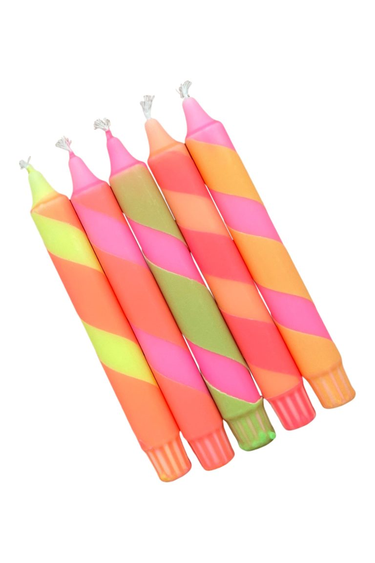 Cadeauset dinerkaars neon | swirl 5 stuks