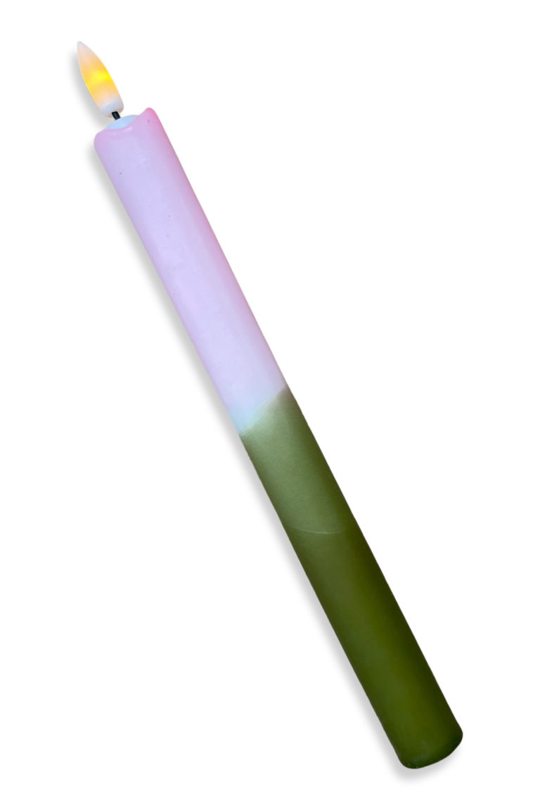 LED-kaars | Roze, olijfgroen