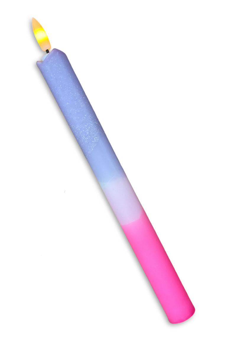 LED-kaars pastel | lila, neon roze, pastel roze en subtiele glitter