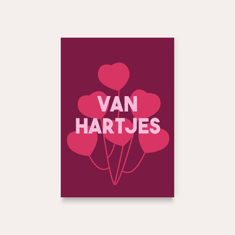 Wenskaart | Van hartjes