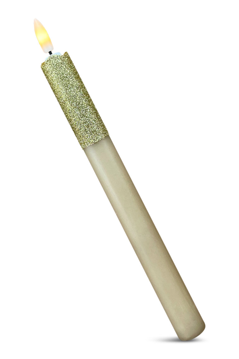 LED-kaars | Beige met gouden glitter