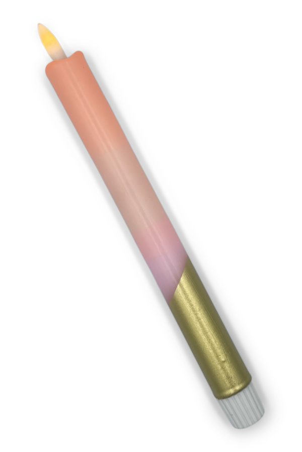 LED-kaars | Pastel oranje/ roze met goud