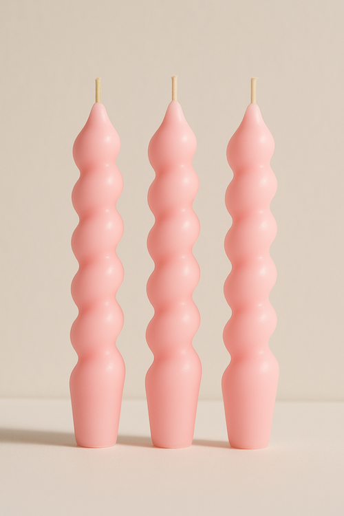 Babyshower/Genderreveal | 3 swirl dinerkaarsen roze